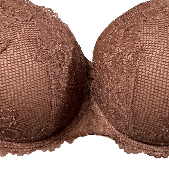 Torrid Curve Pushup Plunge XO Corset Bra 46C Blush Mauve Lace Underwire Padded - Picture 6 of 11